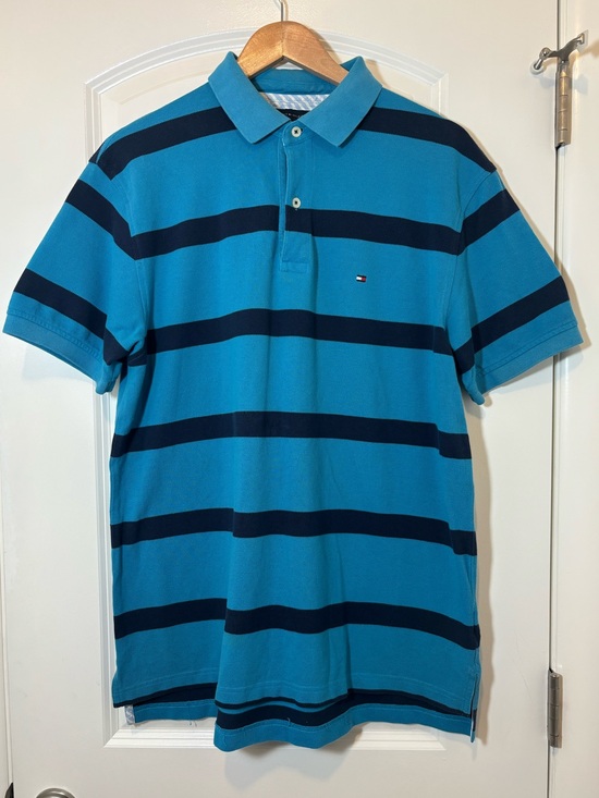 Tommy Hilfiger Other - Tommy Hilfiger Turquoise & Navy Striped Polo Shirt